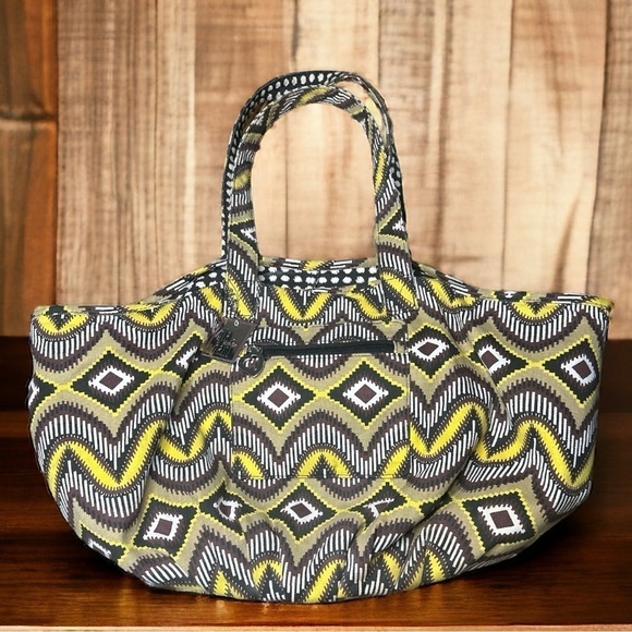 Gia & Dani Handbags - Gia & Dani Canvas Reversible Bucket Tote Bag Large Tribal Print Polka Dots